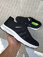 Мужские кроссовки Adidas Neo черно белые адидас демисезонные повседневные спортивные легкие