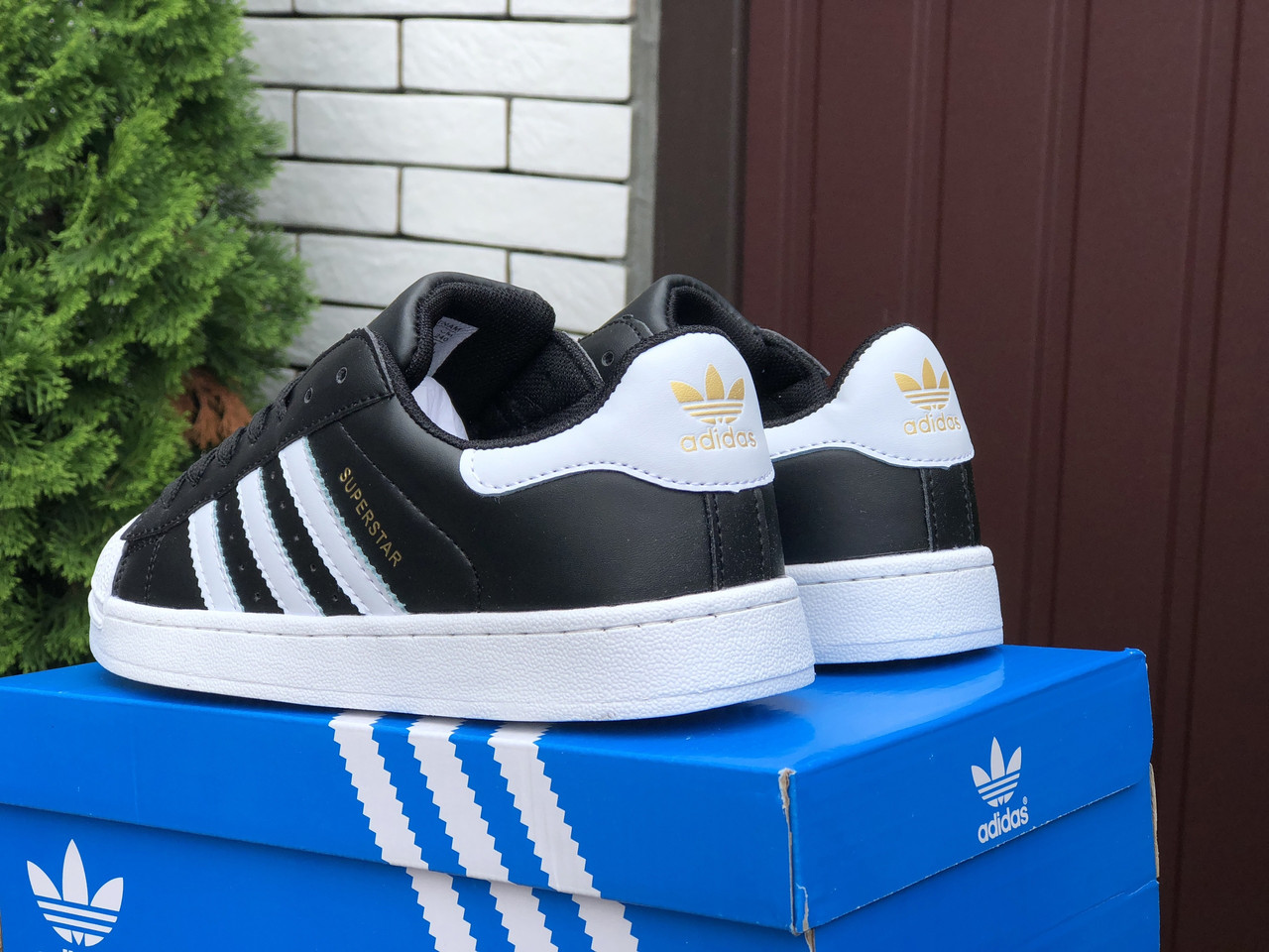 Купить Женские кеды Adidas Superstar черные с белым демисезонные ...