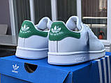 Жіночі шкіряні кеди Adidas Stan Smith білі із зеленим, фото 6