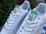 Жіночі шкіряні кеди Adidas Stan Smith білі із зеленим, фото 4