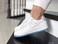 Женские кроссовки Nike Air Force 1 белые демисезонные кожаные повседневные легкие кроссы найк