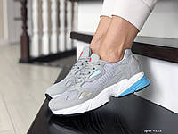 Женские кроссовки Adidas Falcon серые с белым адидас демисезонные повседневные легкие