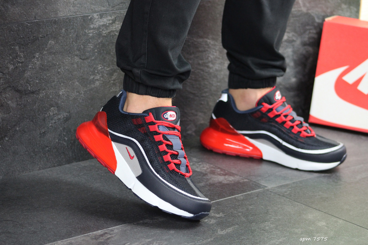 Кросівки чоловічі Nike Air Max 95 + Max 270 [41-46] темно сині з червоним 44 - 28.0 см