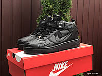 Кроссовки женские Nike Air Force 1 черные высокие кожаные демисезонные повседневные найк аир форс 37