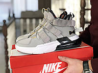 Мужские кроссовки Nike Air Force 270 серые с белым кожаные найк аир форс демисезонные повседневные