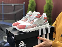 Женские кроссовки Adidas Nite Jogger Boost 3M белые с персиковым демисезонные повседневные легкие адидас