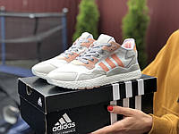 Женские кроссовки Adidas Nite Jogger Boost 3M белые с пудрой демисезонные повседневные легкие адидас