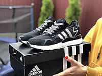 Женские кроссовки Adidas Nite Jogger Boost 3M черные демисезонные повседневные легкие адидас