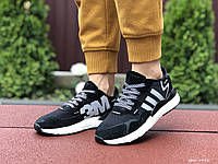 Женские кроссовки Adidas Nite Jogger Boost 3M черные демисезонные повседневные легкие адидас 38