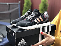 Женские кроссовки Adidas Nite Jogger Boost 3M черные демисезонные повседневные легкие адидас