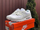 Кросівки чоловічі Nike Air Max 90 білі шкіряні найк аїр макс демісезонні повсякденні, фото 3