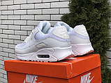 Кросівки чоловічі Nike Air Max 90 білі шкіряні найк аїр макс демісезонні повсякденні, фото 4