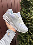 Кросівки чоловічі Nike Air Max 90 білі шкіряні найк аїр макс демісезонні повсякденні, фото 5