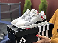 Женские кроссовки Adidas Nite Jogger Boost 3M белые демисезонные повседневные легкие адидас