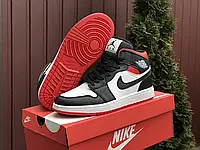 Кроссовки мужские Nike Air Jordan черные с белым найк аир джордан демисезонные повседневные высокие