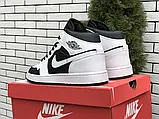 Кросівки чоловічі шкіряні Nike Air Jordan (білі з чорним), найк ейр джордан [41 - 45 р.] (41-26.2см), фото 3