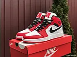 Кросівки чоловічі шкіряні Nike Air Jordan (червоні з білим), найк ейр джордан [41 - 45 р.] (41-26.2см), фото 3