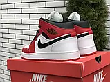 Кросівки чоловічі шкіряні Nike Air Jordan (червоні з білим), найк ейр джордан [41 - 45 р.] (41-26.2см), фото 4
