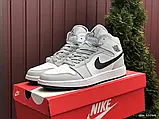 Кросівки чоловічі шкіряні Nike Air Jordan (сірі з чорним), найк ейр джордан [41 - 45 р.] (41-26.2см), фото 3