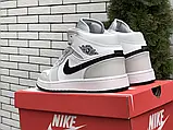 Кросівки чоловічі шкіряні Nike Air Jordan (сірі з чорним), найк ейр джордан [41 - 45 р.] (41-26.2см), фото 4
