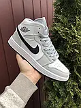 Кросівки чоловічі шкіряні Nike Air Jordan (сірі з чорним), найк ейр джордан [41 - 45 р.] (41-26.2см), фото 5