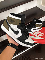 Чоловічі кросівки Nike Air Jordan чорні з білим\темно зелені 42
