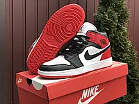 Кроссовки мужские Nike Air Jordan черные с белым найк аир джордан демисезонные повседневные высокие