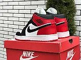 Кросівки чоловічі шкіряні Nike Air Jordan (чорні з білим\червоним), найк ейр джордан [41 - 45 р.] (41-26.2см), фото 4