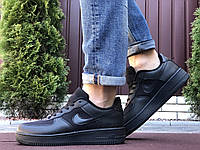 Мужские кроссовки Nike Air Force FRAGILчерные кожаные найк аир форс демисезонные повседневные