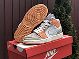 Жіночі кросівки Nike Air Jordan сірі із персиковим, Найк Айр Джордан [36 - 41] (36-23см), фото 3