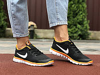 Кросівки жіночі Nike Free Run 3.0 чорні з помаранчевим \ білі