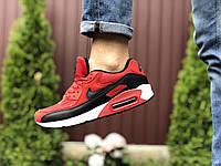 Мужские кроссовки Nike Air Max 90 красные с черным найк аир макс демисезонные повседневные