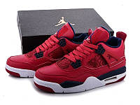 Кроссовки мужские Nike Air Jordan 4 Retro красные высокие кожаные найк аир джордан демисезонные повседневные