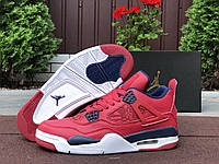 Кроссовки мужские Nike Air Jordan 4 Retro красные высокие кожаные найк аир джордан демисезонные повседневные 45