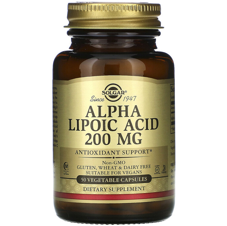 Альфа-ліпоєва кислота SOLGAR "Alpha Lipoic Acid" 200 мг (50 капсул)