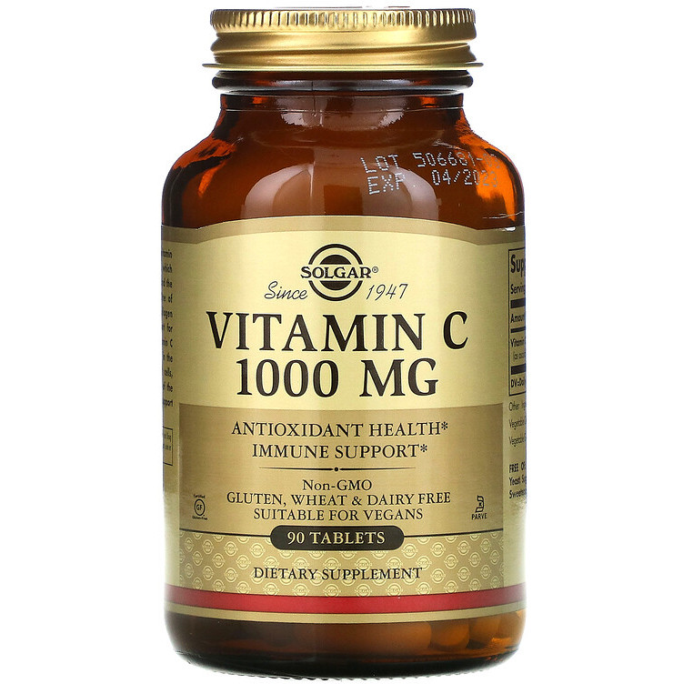 Вітамін С, SOLGAR "Vitamin C" 1000 мг (90 таблеток), фото 1