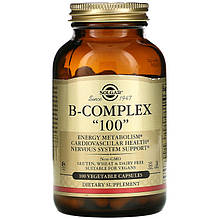 Комплекс вітамінів групи B, SOLGAR "B-Complex "100"" підтримка нервової системи, посилені (100 капсул)