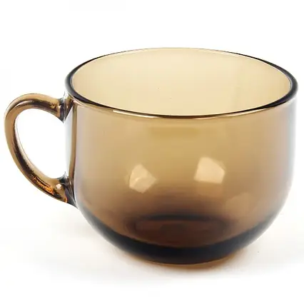 Бульйониця скляна з вушком 500 мл — димчасте скло (димка)