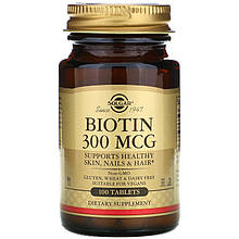 Біотин SOLGAR "Biotin" 300 мкг (100 таблеток)