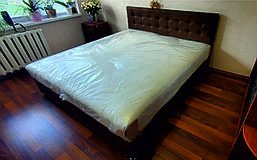 Ліжко з матрацом і підйомний міханізм Каміла 120х200 см. Коричнева (екошкіра)