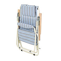 Кресло-шезлонг складное для пикника и рыбалки Vitan Ясень d20 мм текстилен голубая полоска (2110020)