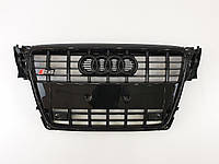 Решетка радиатора Audi A4 2007-2011год Черная (в стиле S-Line)