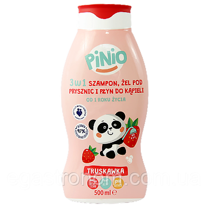 Шампунь дитячий 3в1 полуниця Пініо Pinio truskawka 3w1 500ml 12шт/ящ (Код: 00-00011635)