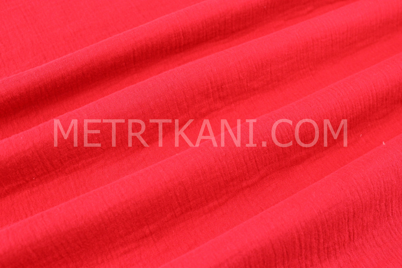 Муслін однотонний двошаровий жатий, колір червоний, ширина 155 см No МЖ-3-60, фото 1