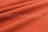 Муслін однотонний двошаровий жатий, колір теракотовий, ширина 140 см No МЖ-3-33, фото 4
