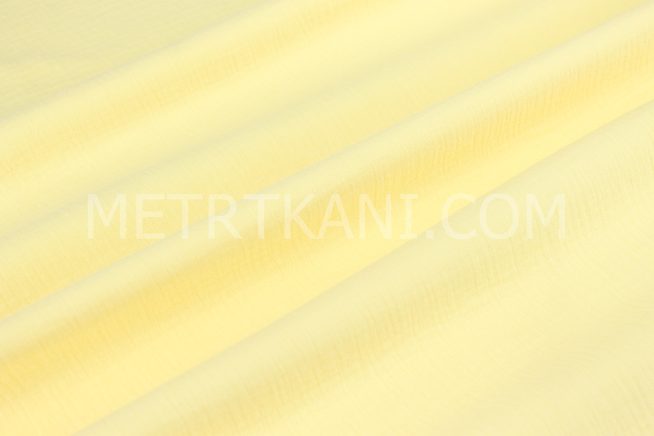 Муслін однотонний двошаровий жатий, колір лимонний, ширина 140 см No МЖ-3-30, фото 1