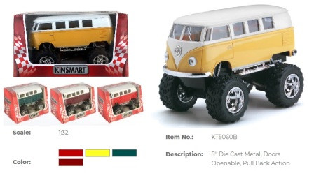 Машинка металева інерційна Volkswagen. "Kinsmart" "Volkswagen Classical Bus (Off Road)", кор. 16*8,5*7,5 см