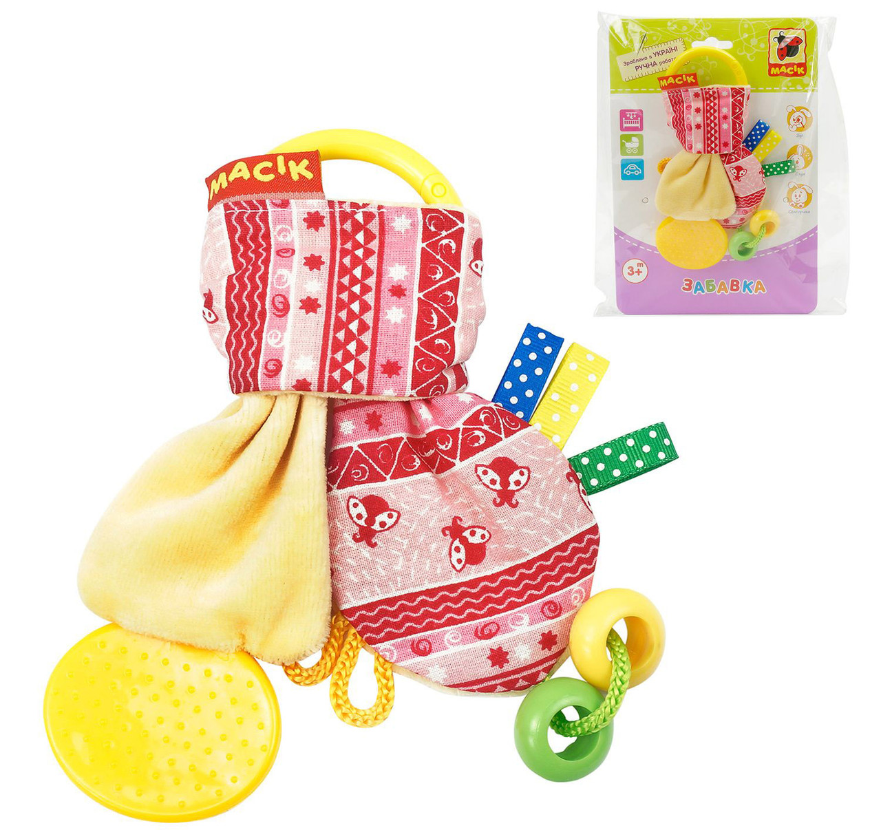 Прорізувач "Забавка Масік", рожеві вушка з прорізувачем, на планш. 24*16см, ТМ Масік, Україна, фото 1