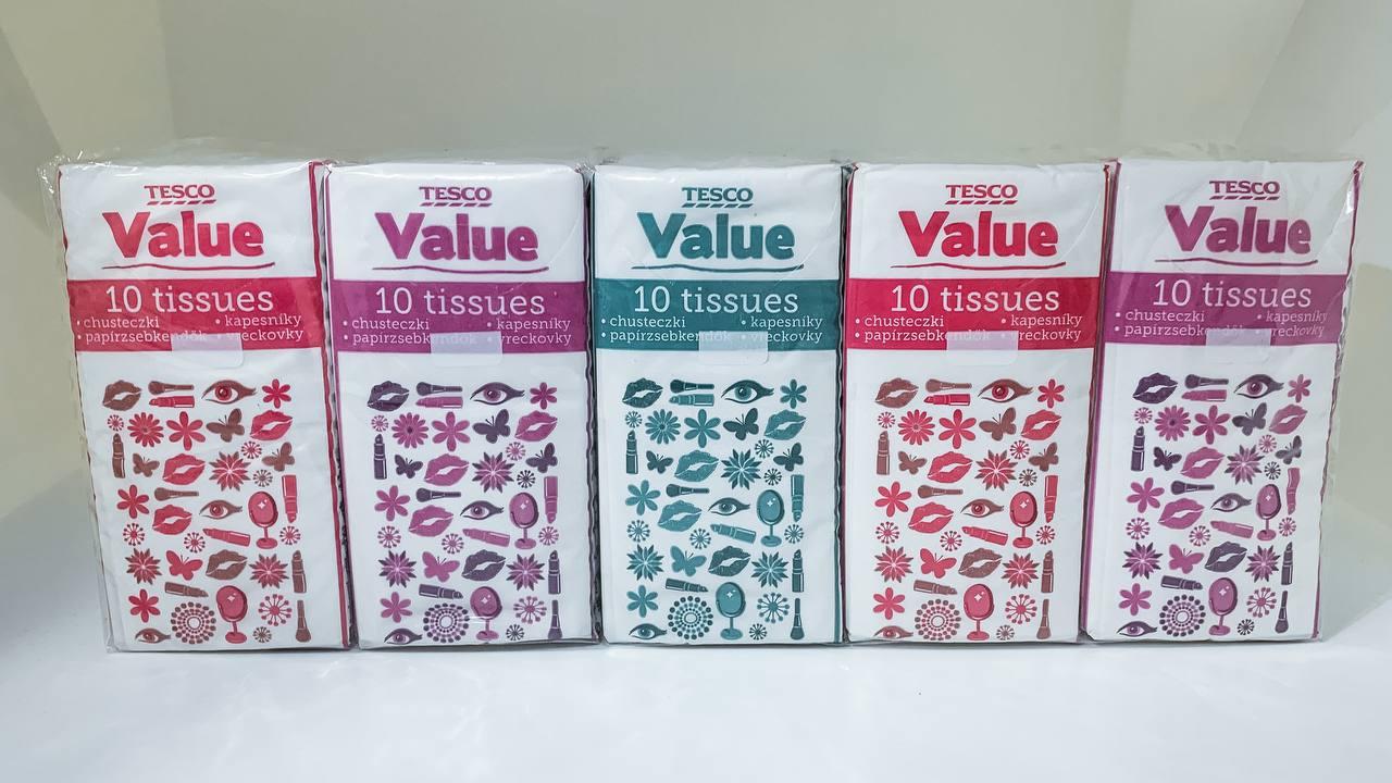 Хустинки Tesco 2-шарові 10 штук (10 упаковок), фото 1