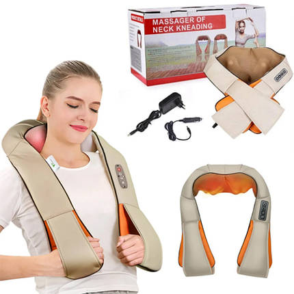 Роликовий масажер для спини та шиї massager of neck kneading, фото 2